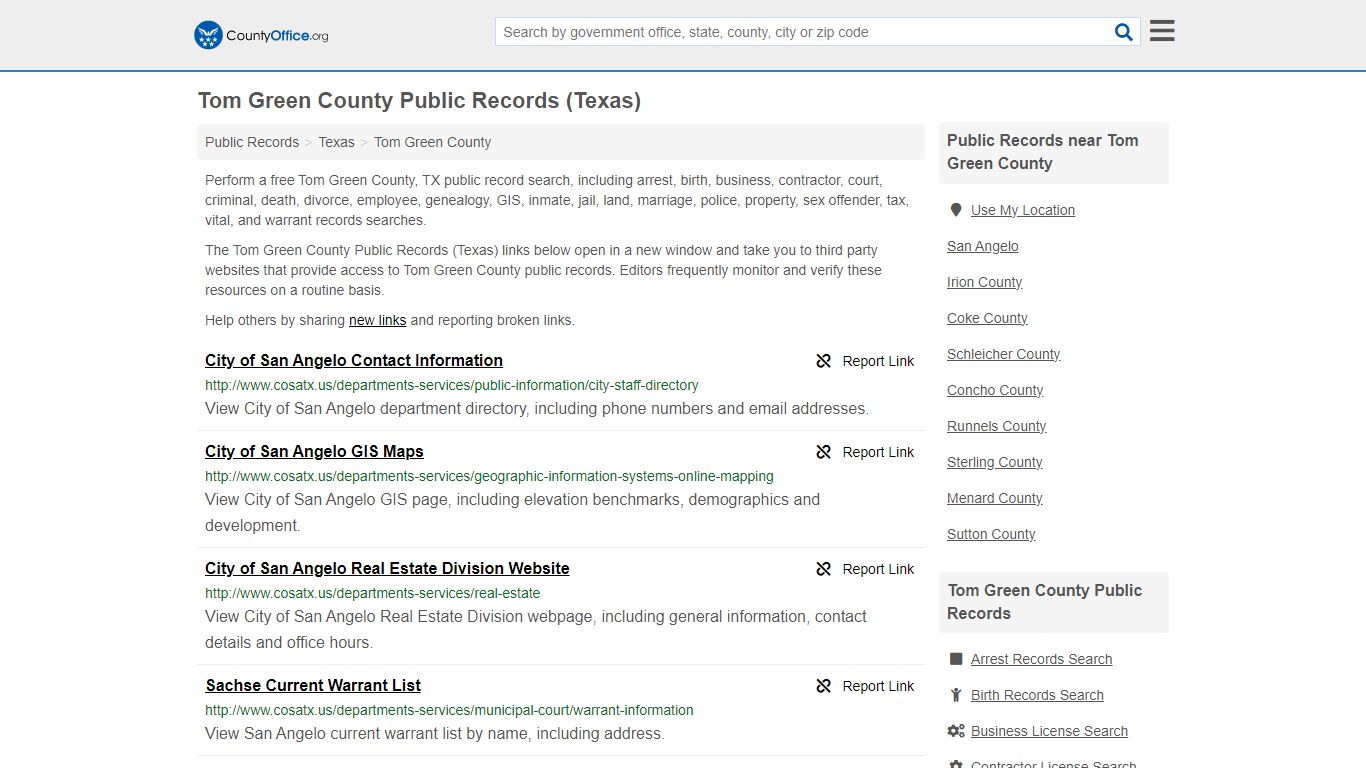 Tom Green County Public Records (Texas) - County Office